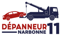 Logo depannage-vehicule avec dépanneuse et voiture pour service de dépannage auto à Narbonne